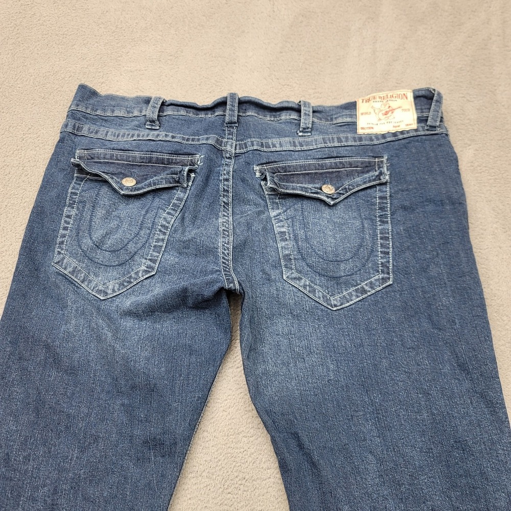 True Religion Geno Jeans Mens 44x32 Blue Relaxed Slim Flap Pockets 108227